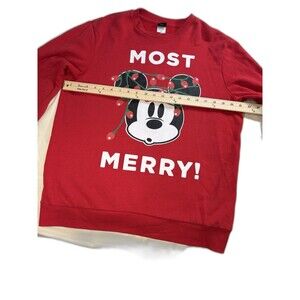 Disney Mickey Mouse Christmas Sweatshirt Red Size M (38-40) "Most Merry" Holiday